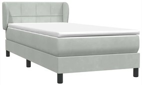 Box Spring κρεβάτι με στρώμα ανοιχτό γκρι 90x210 cm Βελούδινο - Γκρι