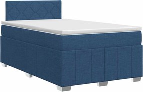 vidaXL Κρεβάτι box spring με στρώμα Μπλε 120 x 200 cm Ύφασμα