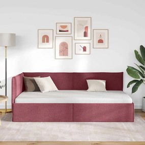 vidaXL Κρεβάτι Γωνίας με κεφαλάρι Μπορντό 90 x 200 cm ύφασμα