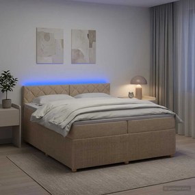 vidaXL Κρεβάτι box spring με στρώμα Κρεμ 200 x 200 cm Ύφασμα