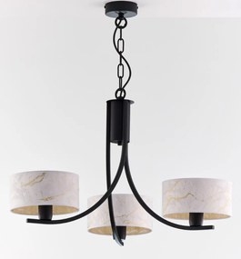 Κρεμαστό Πολύφωτο Arthur Φ65cm Μαύρο με Λευκό Ύφασμα