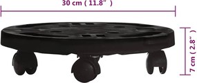 vidaXL Βάση Γλάστρας με Ρόδες Μαύρη Ø30 εκ. 170 κ.