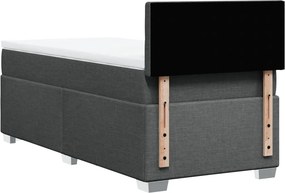 vidaXL Κρεβάτι Boxspring με Στρώμα Σκούρο Γκρι 100x200 εκ. Υφασμάτινο