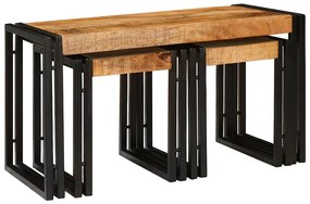 Τραπέζι Σαλονιού με Στηρίγματα 3 pcs Καφέ και Μαύρο