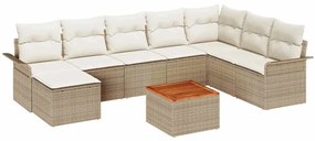 vidaXL Σετ Καναπέ Κήπου 9 pcs Μπεζ Πολυ ράταν