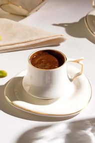 Σετ πορσελάνινων φλιτζανιών καφέ για 6 άτομα 12 τεμαχίων Λευκό