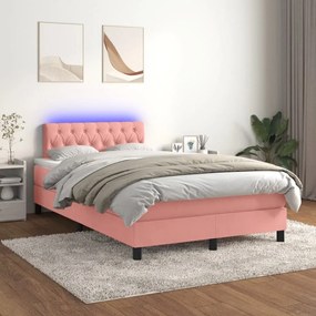 ΚΡΕΒΑΤΙ BOXSPRING ΜΕ ΣΤΡΩΜΑ &amp; LED ΡΟΖ 120X200 ΕΚ. ΒΕΛΟΥΔΙΝΟ 3134578