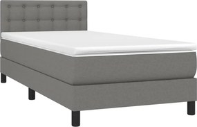 vidaXL Κρεβάτι Boxspring με Στρώμα Σκούρο Γκρι 90x190 εκ. Υφασμάτινο