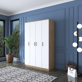 Τετραφυλλη Ντουλαπα Καρυδια/Λευκο BA116 47.3x120x190.8