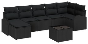 vidaXL Σετ Καναπέ Κηπά 8 Τεμαχίων Με Μαξιλάρια Μπεζ Πολυ Ρατάν
