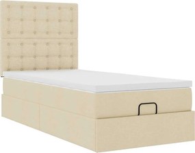 vidaXL Οθωμανικό κρεβάτι με στρώμα Cream 90x190cm ύφασμα