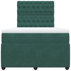 vidaXL Κρεβάτι Boxspring με Στρώμα Σκούρο Πράσινο 120x200εκ. Βελούδινο