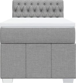 vidaXL Κρεβάτι Boxspring με Στρώμα Ανοιχτό Γκρι 80x200 εκ. Υφασμάτινο