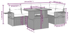 vidaXL Καναπές Κήπου 6 Τεμαχίων Μαύρο από Συνθετικό Ρατάν με Μαξιλάρια