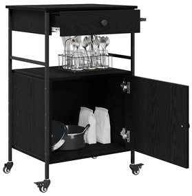 vidaXL Καλάθι Κουζίνας Μαύρης Δρυός 56x43x89.5 εκ. Κατασκευασμένο Ξύλο