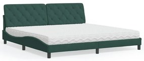 vidaXL Κρεβάτι με Στρώμα Σκούρο Πράσινο 200x200εκ. Βελούδινο