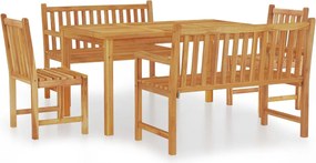 vidaXL Σετ Τραπεζαρίας Κήπου 5 Τεμαχίων από Μασίφ Ξύλο Teak