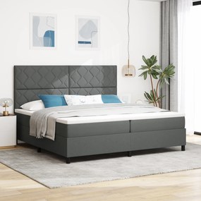 vidaXL Κρεβάτι Box Spring με Στρώμα Σκούρο Γκρι 200x200 εκ Ύφασμα