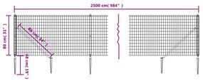 vidaXL Συρματόπλεγμα Περίφραξης Πράσινο 0,8 x 25 μ. με Καρφωτές Βάσεις