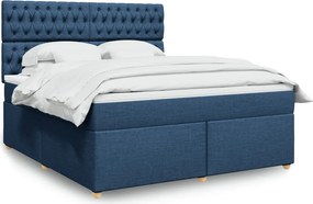 vidaXL Κρεβάτι Boxspring με Στρώμα Μπλε 180x200 εκ. Υφασμάτινο