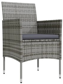 vidaXL Σετ Τραπεζαρίας Κήπου 7 τεμ. Γκρι / Μαύρο με Μαξιλάρια