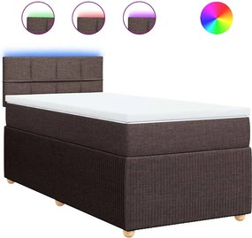vidaXL Κρεβάτι Boxspring με Στρώμα Σκούρο Καφέ 80x200 εκ. Υφασμάτινο