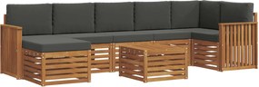 vidaXL Σειρά Καναπέ Εξωτερικού με μαξιλάρι 8 pcs Φυσικό και Ανθρακί