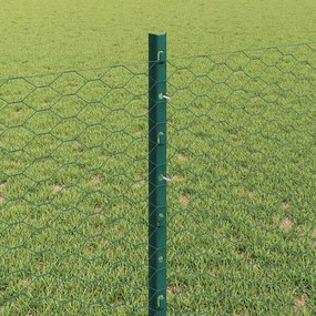 vidaXL Εξωτερική εξάγωνη περίφραξη με στήλη 50 x 0,8 m Πράσινο Δίχτυ