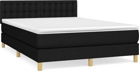vidaXL Κρεβάτι Boxspring με Στρώμα Μαύρο 140x190 εκ. Υφασμάτινο