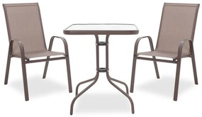 Τραπεζαρία Watson-Calan σετ 3τεμ pakoworld μέταλλο-textilene καφέ 60x60x70εκ