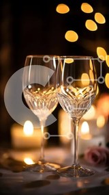 Intra Συλλεκτικό Ξύλινο Παζλ Plywood 4mm - Ποτήρια κρασιού στο τραπέζι με αναμμένα κεριά στο φόντο Σε Ξύλινο Κουτί - Διαστάσεις: 10x10 cm – 25 κομμάτια