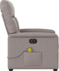 vidaXL Πολυθρόνα Μασάζ Ηλεκτρική Ανακλινόμενη Taupe Υφασμάτινη