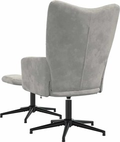 vidaXL Πολυθρόνα Relax Ανοιχτό Γκρι Βελούδινη με Σκαμπό