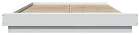 vidaXL Πλαίσιο Κρεβατιού με LED Λευκό 135x190 εκ Επεξεργ. Ξύλο