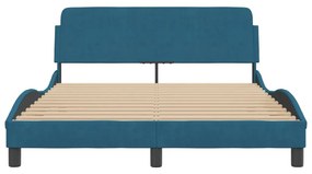 Πλαίσιο Κρεβατιού με Κεφαλάρι Μπλε 140x190 εκ. Βελούδινο - Μπλε