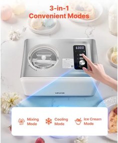 VEVOR 2 Quart Automatic Ice Cream Maker with Built-in Compressor No Pre-freezing