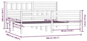 Πλαίσιο Κρεβατιού Γκρι 200 x 200 εκ. από Μασίφ Ξύλο - Γκρι