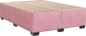 vidaXL Κρεβάτι Boxspring με Στρώμα Ροζ 140x200 εκ. Βελούδινο