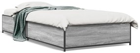 vidaXL Πλαίσιο Κρεβατιού Γκρι Sonoma 75x190 εκ. Επεξ. Ξύλο & Μέταλλο