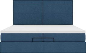 vidaXL Οθωμανικό κρεβάτι με στρώματα μπλε 200x200cm ύφασμα