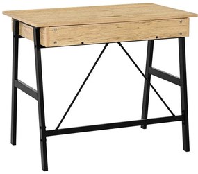 Γραφείο Lione με Συρτάρια σε Oak &amp; Μαύρο Μεταλλικό Πόδι 90x50x75 εκ. 90x50x75 εκ.