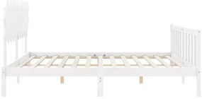 vidaXL Πλαίσιο Κρεβατιού με Κεφαλάρι Λευκό Μασίφ Ξύλο Small Double