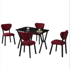 Extendable Dining Table &amp; Chairs Set (5 Pieces) Elma - Burgundy, Black Burgundy
Black