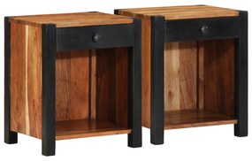 vidaXL Κομοδίνα 2 τεμ 40x35x50 εκ Μασίφ ξύλο ακακίας