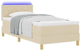 vidaXL Κρεβάτι με ελατήρια με στρώμα Κρεμ 100 x 200 cm ύφασμα