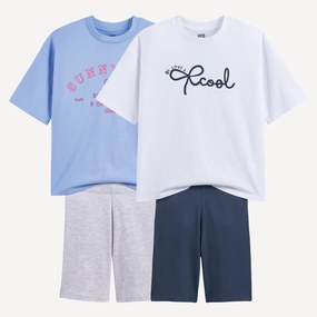 Σετ 2 oversized βαμβακερές πιτζάμες με T-shirt και ποδηλατικό σορτς