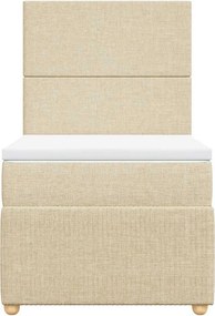 vidaXL Κρεβάτι Boxspring με Στρώμα Κρεμ 90x190 εκ.Υφασμάτινο