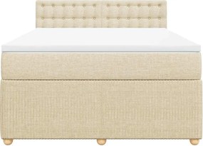 vidaXL Κρεβάτι Boxspring με Στρώμα Κρεμ 160x200 εκ. Υφασμάτινο