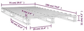 Κρεβάτι Παλέτες Μαύρο 75x190 Μασίφ Ξύλο Πεύκου Small Single - Μαύρο