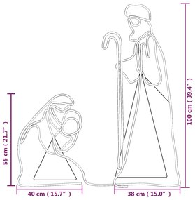 vidaXL Φιγούρες Μαρία/Ιωσήφ Χριστουγεννιάτικες 264 LED 40x55&38x100 εκ